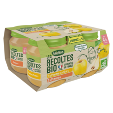 Bledina Les Recoltes Bio Puree De Fruits Pour Bebe Des 4 Mois 2 Pots Pomme 2 Pomme Poire Pas Cher A Prix Auchan