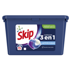 SKIP Lessive capsules écodoses 3 en 1 active clean 15 lavages 15 capsules