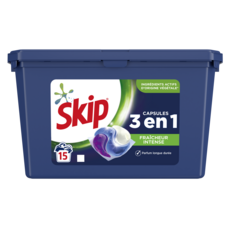 SKIP Lessive capsules 3en1 fraîcheur intense  15 lavages 15 capsules