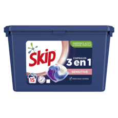 SKIP Lessive capsules 3en1 sensitive 15 lavages 15 capsules