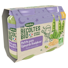 BLEDINA Les Récoltes Bio Pot petits pois épinards dès 8 mois 2x200g
