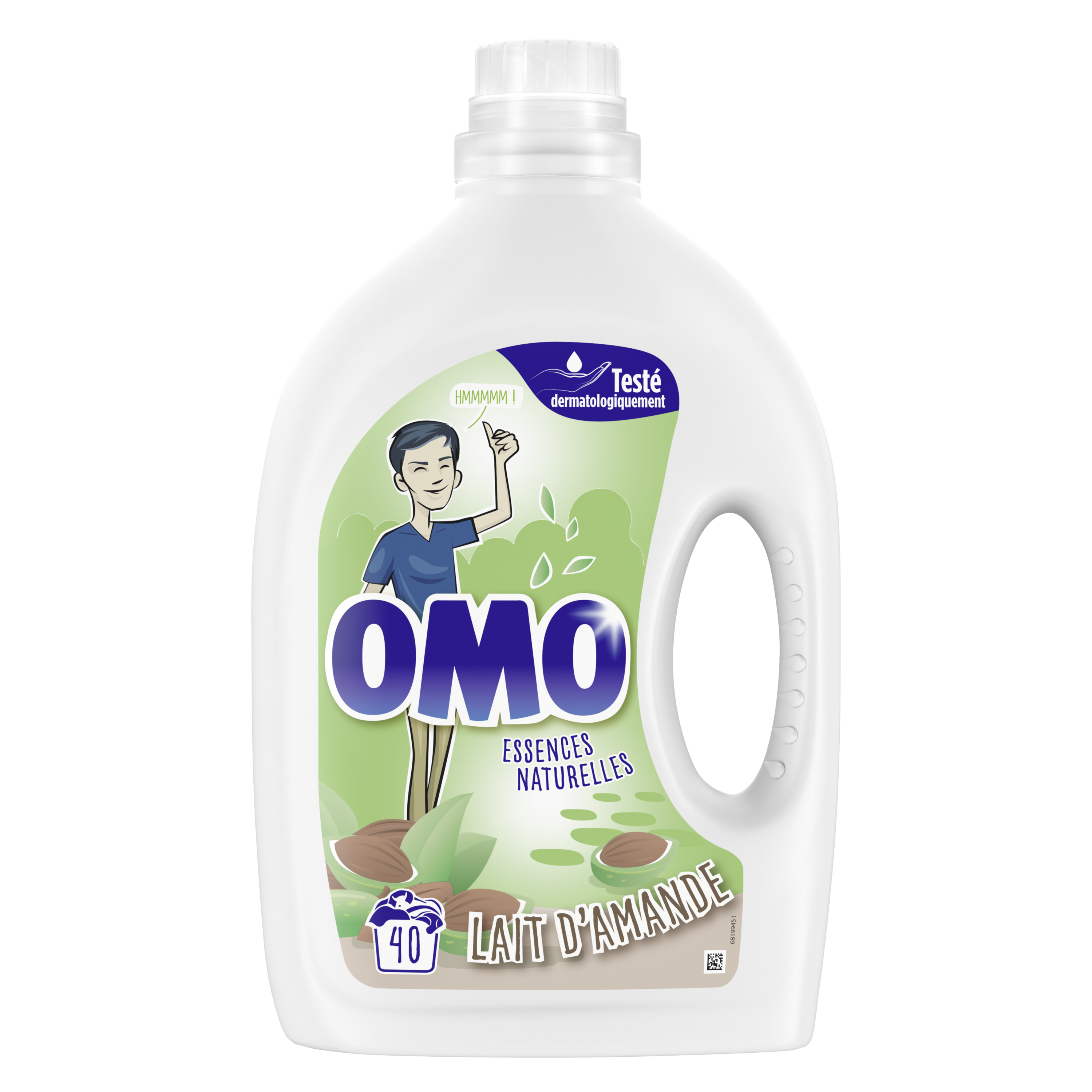 Lessive liquide lait d'amande OMO : le lot de 2 bidons de 2L à