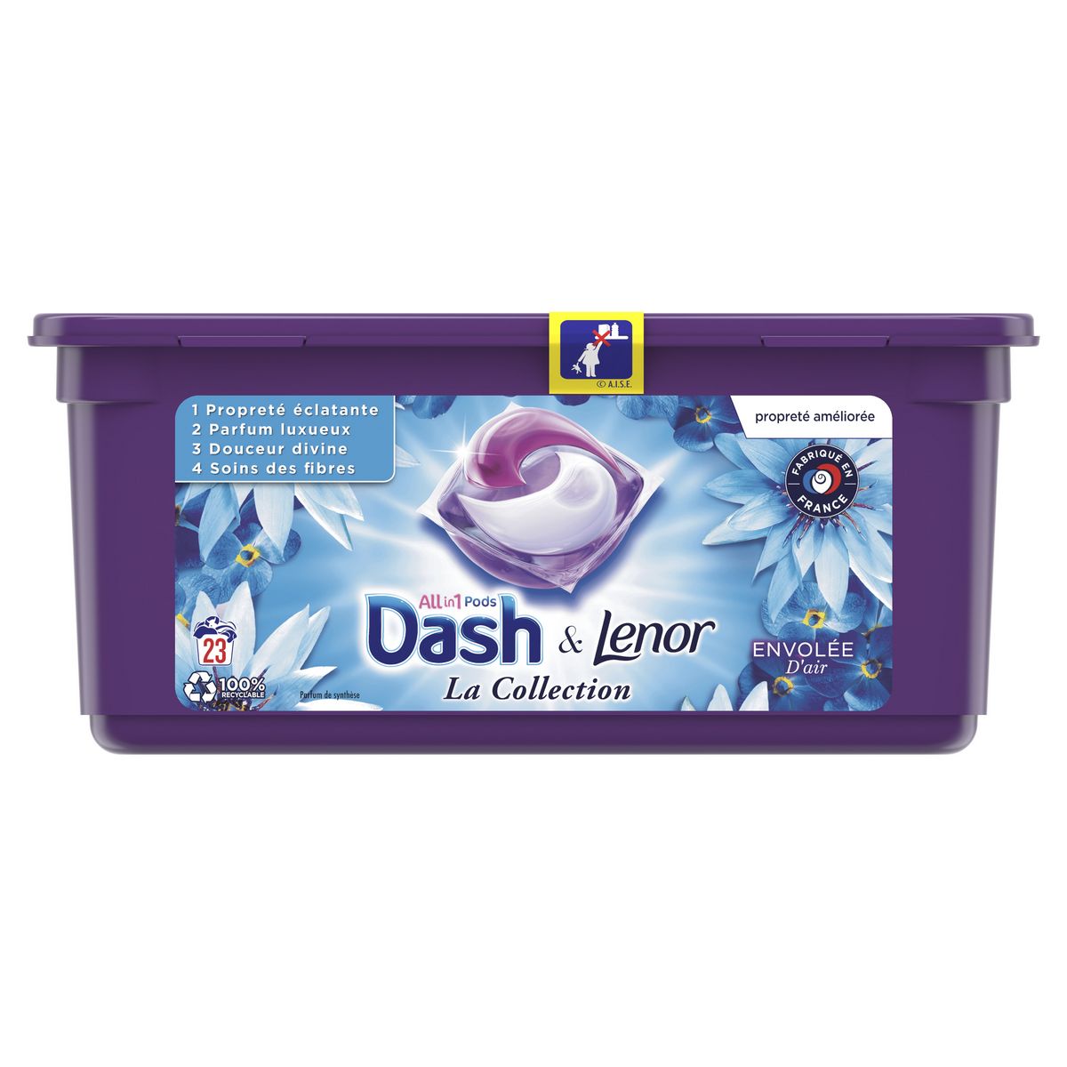 DASH & Lenor All in1 La Collection Envolée D'Air Lessive en capsules 23  Lavages 23 Lavages pas cher 