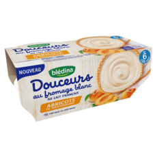 BLEDINA Douceurs au fromage blanc pot dessert lacté abricot de méditerranée dès 6 mois 4x100g