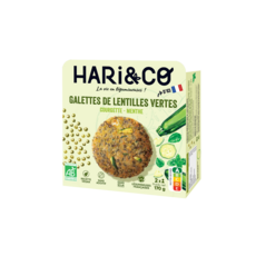 HARI&CO Galettes de lentilles vertes courgettes menthe recette vegan bio 2 portions 170g