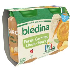 BLEDINA Petit pot purée carottes choux-fleurs dès 6 mois 2x200g