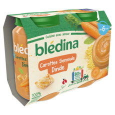 BLEDINA Petit pot carottes semoule dinde dès 6 mois 2x200g