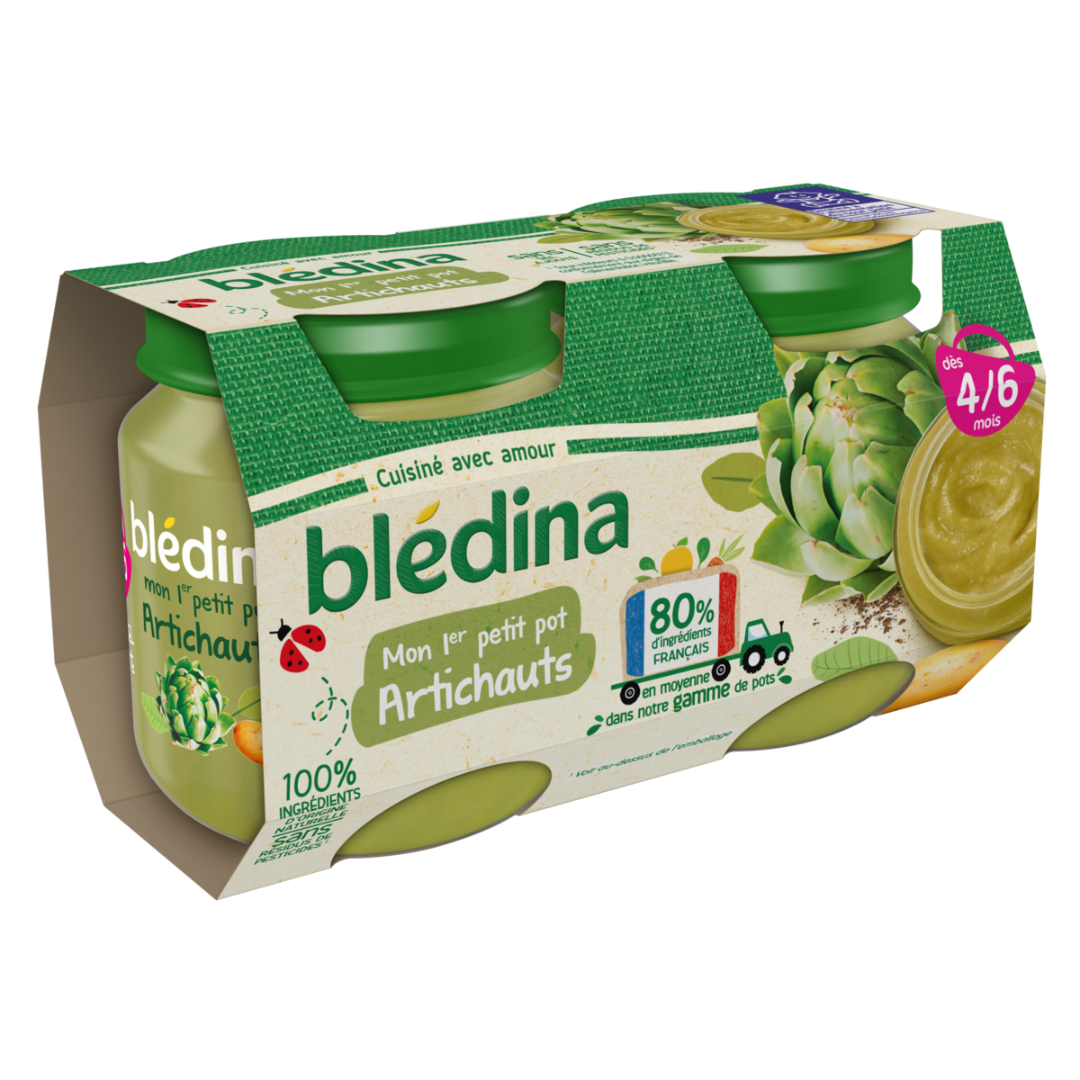 Bledina Mon Premier Petit Pot Artichauts Des 4 A 6 Mois 2x130g Pas Cher A Prix Auchan