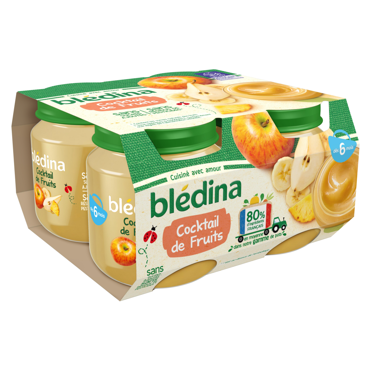 Bledina Petit Pot Dessert Cocktail De Fruits Des 6 Mois 4x130g Pas Cher A Prix Auchan