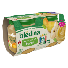BLEDINA Petit pot dessert poires dès 4/6 mois 2x130g