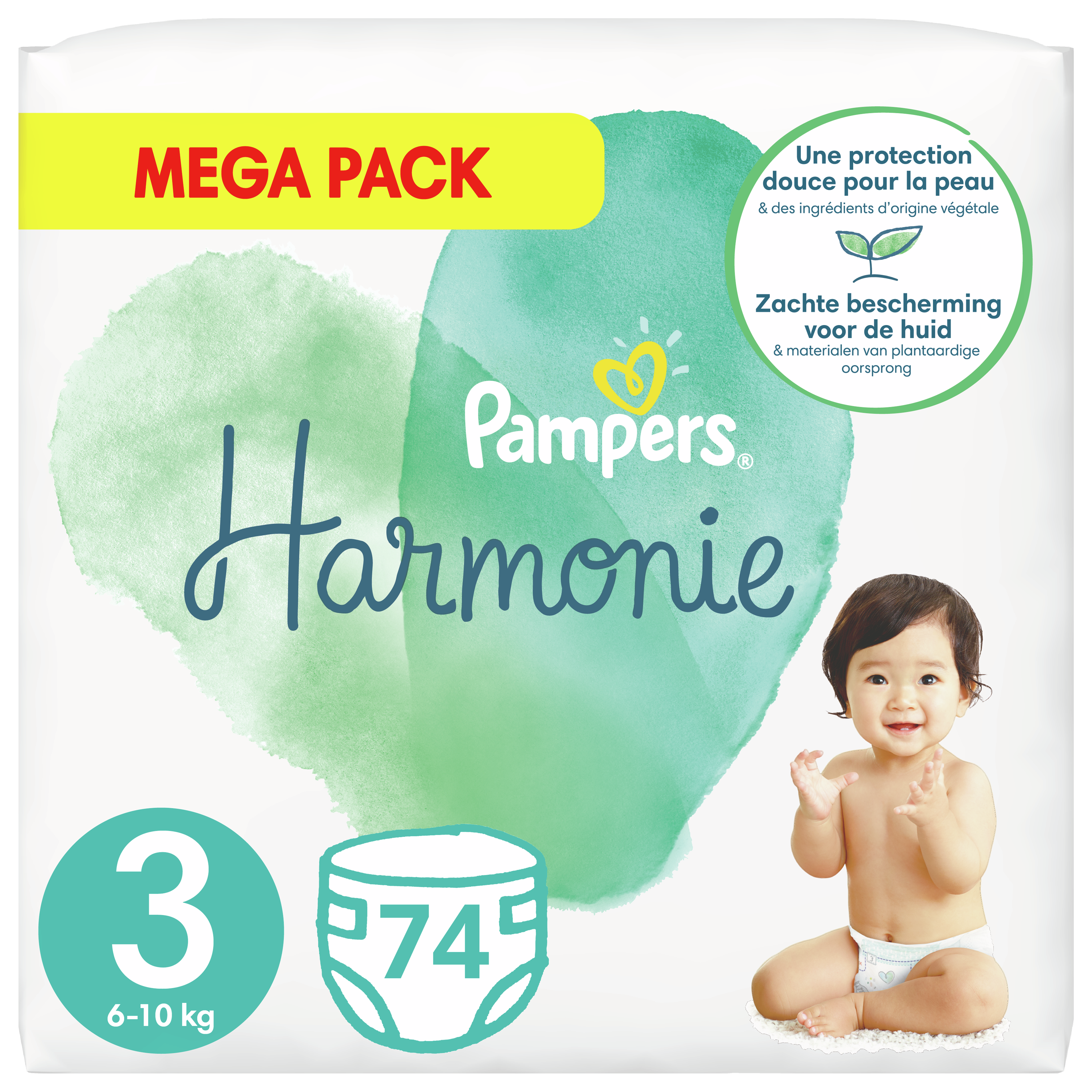 PAMPERS Harmonie couches taille 3 (6-10kg) 46 couches pas cher 