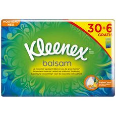 KLEENEX Paquet de mouchoirs blanc balsam 30+6 offerts
