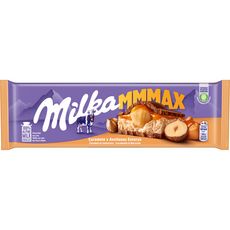 MILKA Mmmax tablette de chocolat lait caramel et noisettes entières 300g