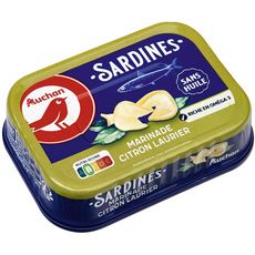 AUCHAN Sardines sans huile marinade citron laurier 135g