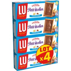 LU Petit Ecolier biscuits petit beurre nappé de chocolat au lait 4 paquets 4x150g