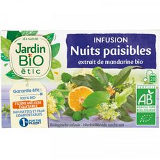 JARDIN BIO ETIC Infusion nuits paisibles extrait de mandarine bio 20 sachets 30g