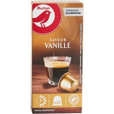 AUCHAN Capsules de café vanille intensité 7 compatible Nespresso 10 capsules 52g