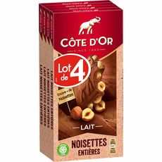 COTE D'OR Tablette chocolat au lait noisettes 4x180g