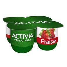 ACTIVIA Probiotiques - Yaourts aux fruits bifidus fraise 4x125g