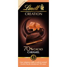 LINDT Tablette de chocolat noir 70% et caramel 150g
