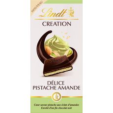 LINDT Création tablette de chocolat noir délice pistache amande 150g