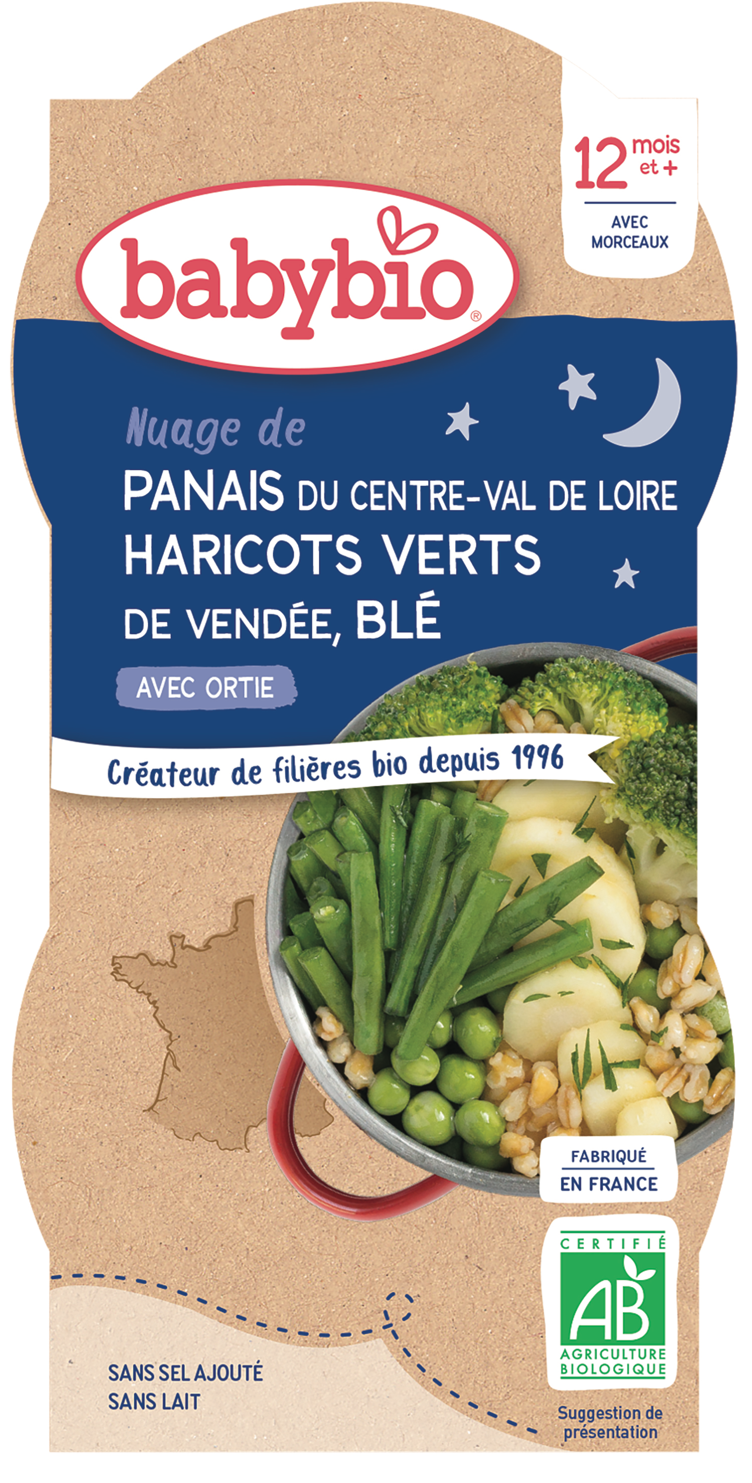 Babybio Assiette Haricots Verts Panais Ble Bio Des 12 Mois 2x0g Pas Cher A Prix Auchan