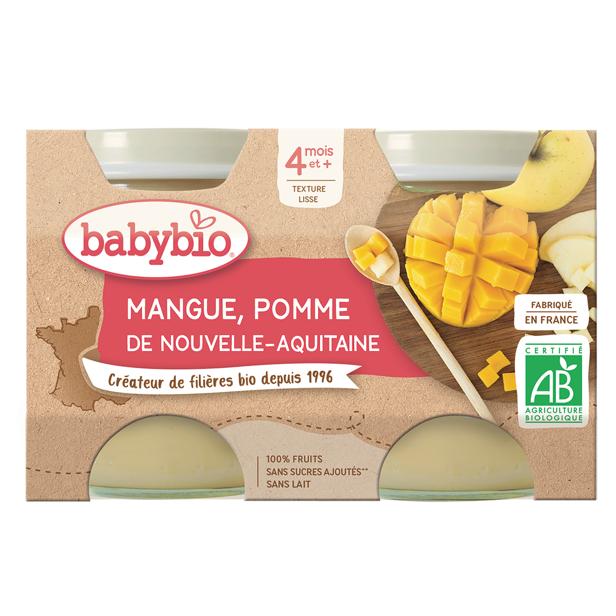 Babybio Petit Pot Dessert Pomme Mangue Des 4 Mois 2x130g Pas Cher A Prix Auchan