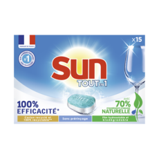 SUN Tablettes lave-vaisselle tout en 1 Ecolabel 15 pastilles