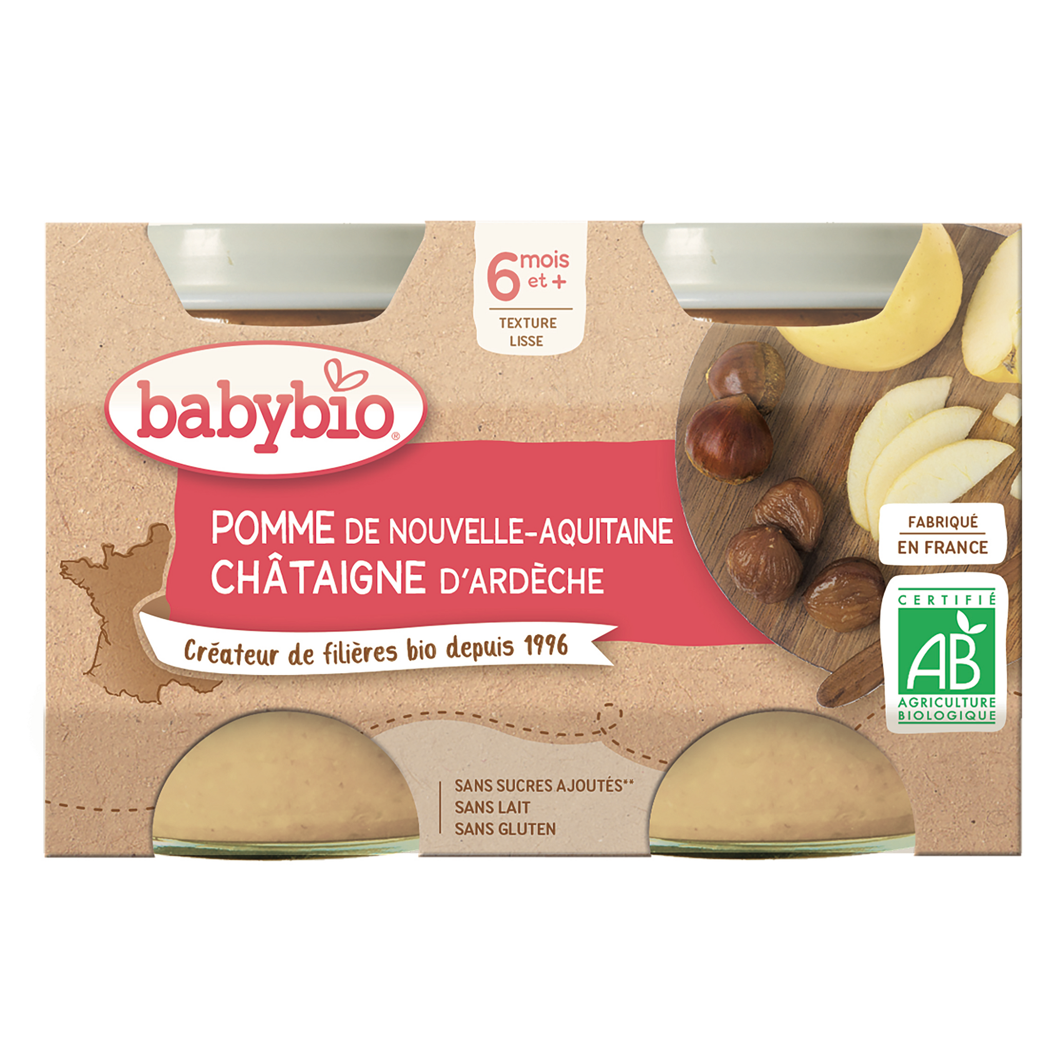 Babybio Petit Pot Dessert Pomme Chataigne Bio Des 6 Mois 2x130g Pas Cher A Prix Auchan