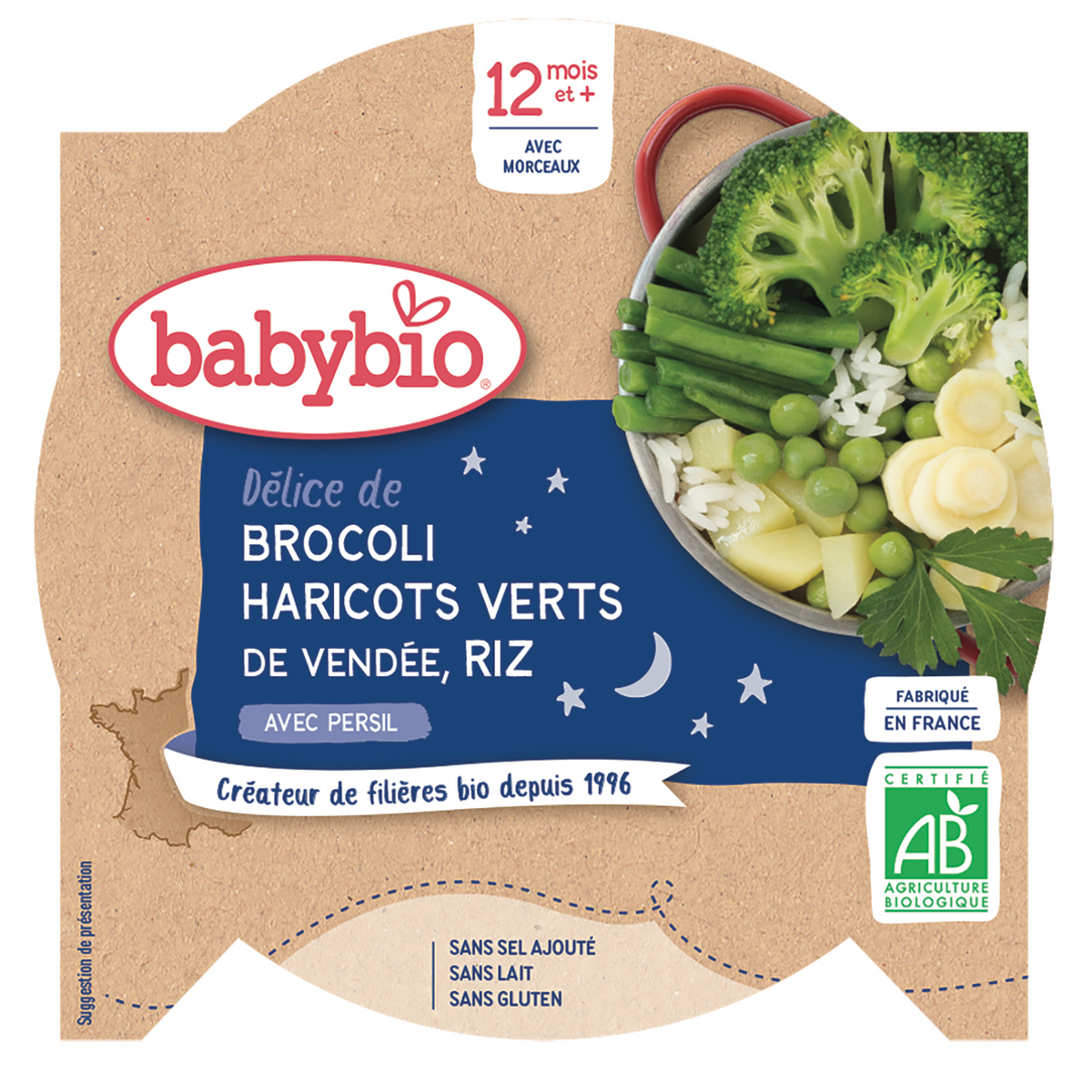 Babybio Assiette Delice De Brocoli Haricots Verts Et Riz Bio Des 12 Mois 230g Pas Cher A Prix Auchan