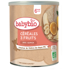 BABYBIO Céréales bio en poudre aux 3 fruits avec quinoa dès 6 mois 220g