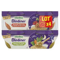 BLEDINA Blédiner bol légumes du potager pâtes étoiles ratatouille macaronis et touche de mozzarella dès 12 mois 4 bols 4x200g