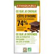 ETHIQUABLE Tablette de chocolat noir bio 74% Côte d'Ivoire grand cru 1 pièce 100g