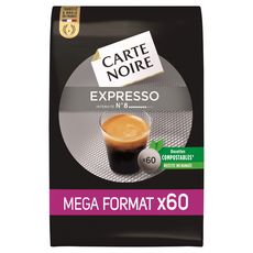 CARTE NOIRE Dosettes de café Espresso intensité 8 compatibles Senseo 60 dosettes 420g