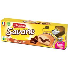 BROSSARD Savane gâteaux fourrés chocolat sachets individuels 7 gâteaux 210g