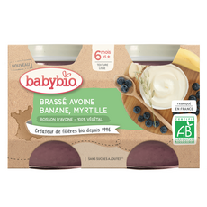 BABYBIO Petit pot brassé avoine banane et myrtille bio dès 6 mois 2x130g