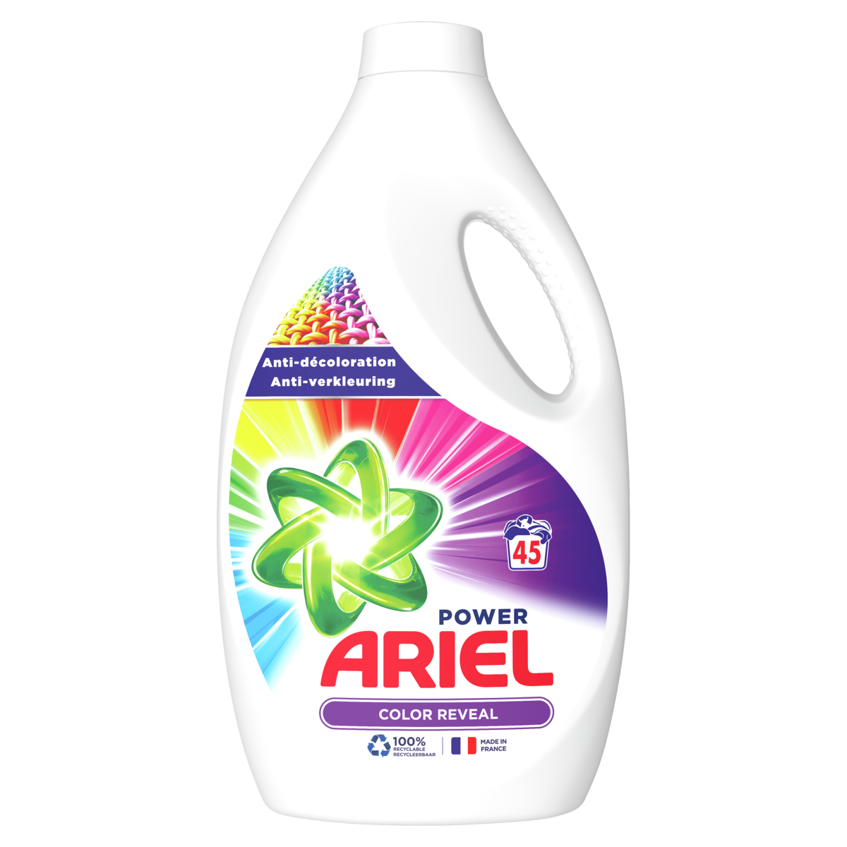 Ariel Lessive Liquide Power Color Anti Décoloration 45 Lavages 2475l