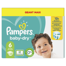 PAMPERS Baby-dry Couches taille 6 (13-18kg) 12h de protection 68 couches
