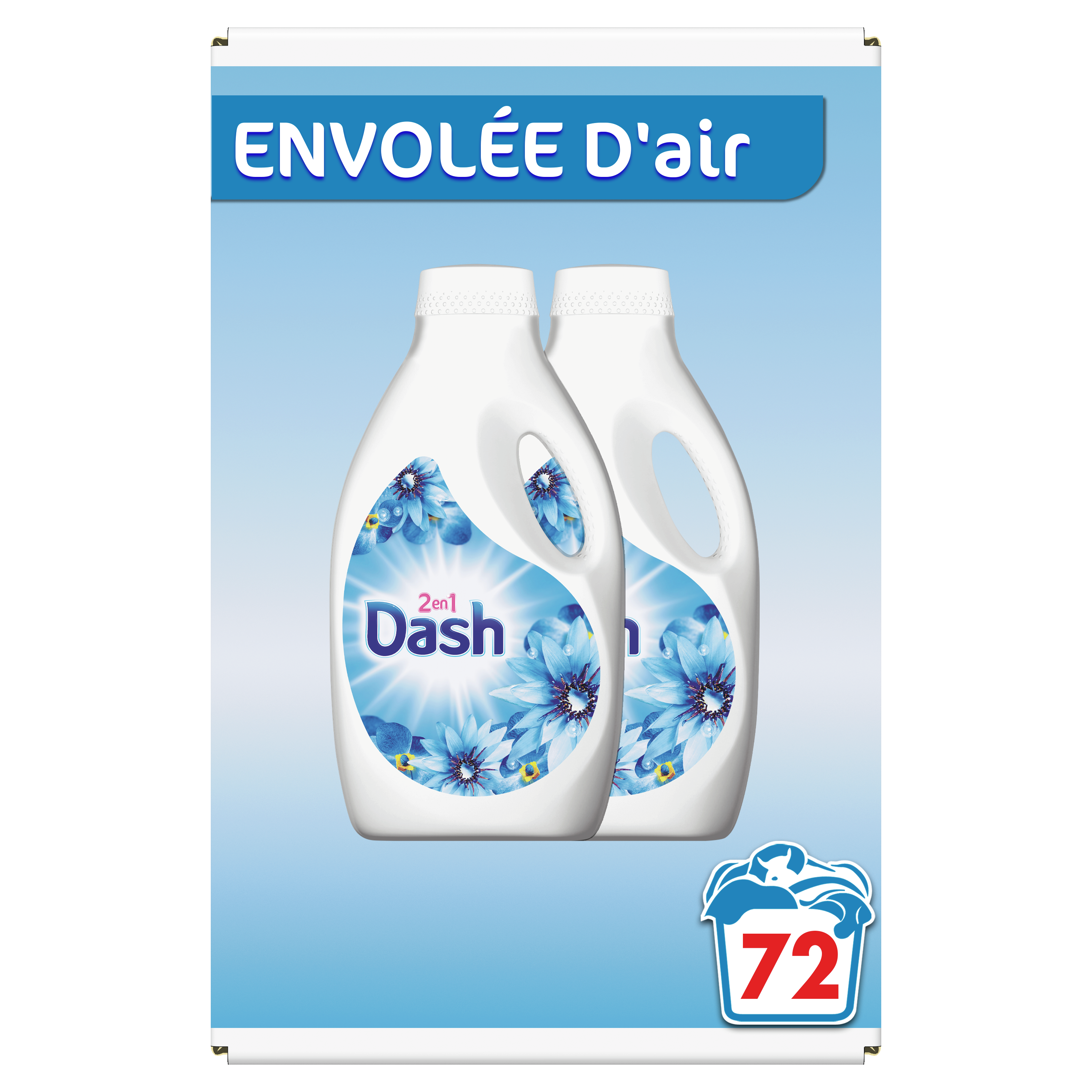 DASH Lessive liquide Envolée d'Air frais 52 lavages 2,6l pas cher 