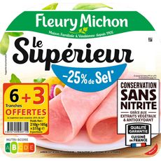 FLEURY MICHON Le supérieur Jambon conservation sans nitrite 6 tranches +3 offertes 315g