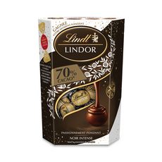 LINDT Lindor boules de chocolat noir intense 70% cœur fondant cornet 200g