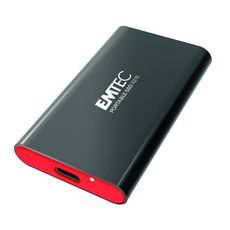 EMTEC Disque Dur SSD X210 256 Go - Câble USB 3.2 - Noir et Rouge