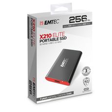 EMTEC Disque Dur SSD X210 256 Go - Câble USB 3.2 - Noir et Rouge