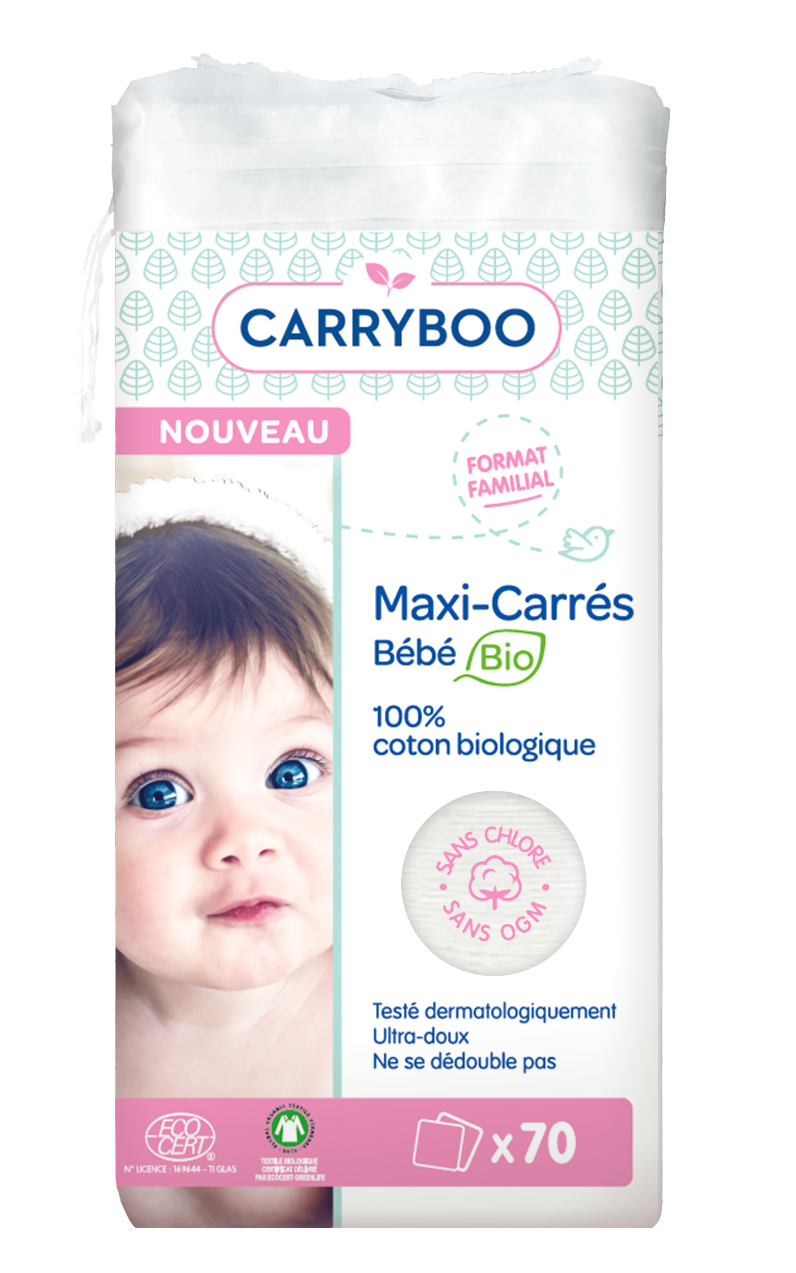 Carryboo Coton Maxi Carres Bio Pour Bebe 70 Cotons Pas Cher A Prix Auchan