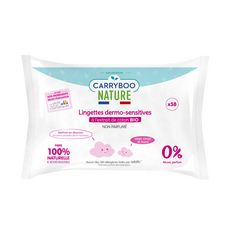 CARRYBOO Lingettes bébé dermo-sensitives à l'extrait de coton bio 58 lingettes
