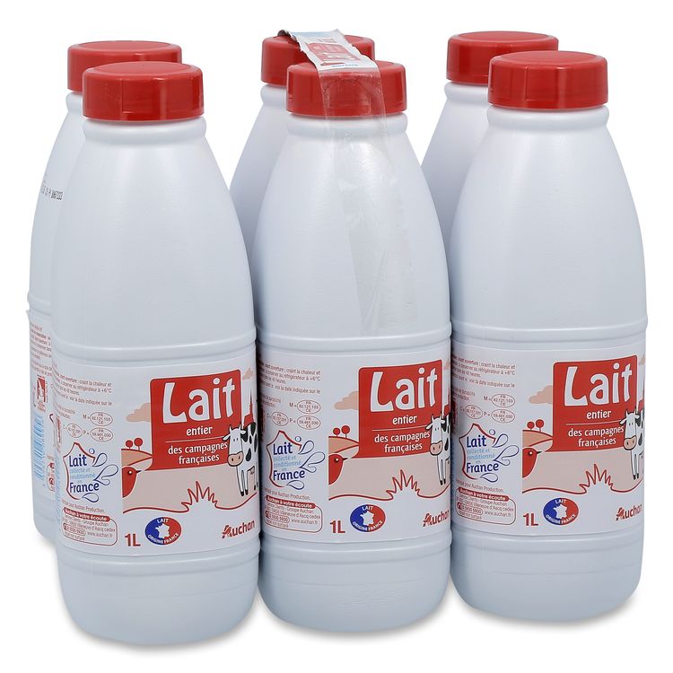 AUCHAN Auchan lait entier U.H.T. 6x1l pas cher 