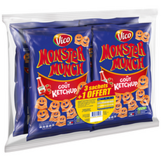 MONSTER MUNCH Biscuit soufflé goût ketchup  3x85g +1 offert