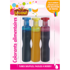 VAHINE Colorants alimentaires 3 couleurs 3x6ml