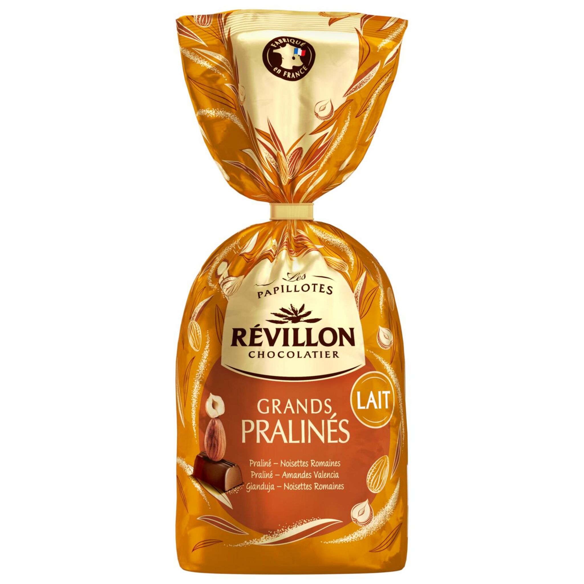 REVILLON CHOCOLATIER Les Papillotes Grands Pralinés Assortiment de chocolat  au lait 375g pas cher 