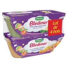 BLEDINA Blediner bol pâtes epinards et semoule patate douce dés 8 mois 4x200g